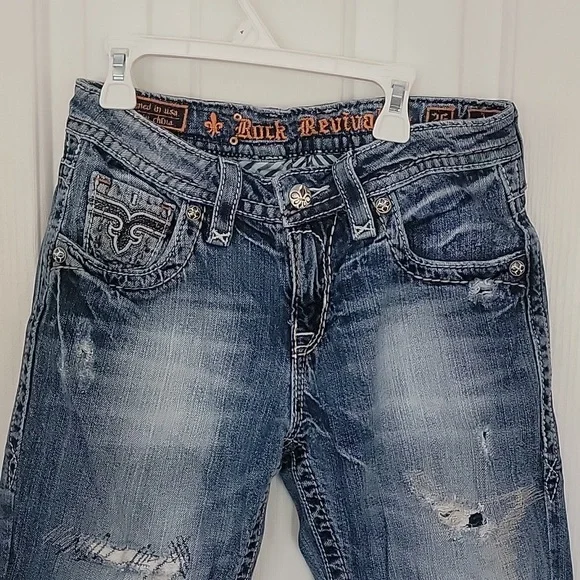 Rock Revival Distressed Lydia Slim Boyfriend Jeans pants size 26 - Picture 3 of 6